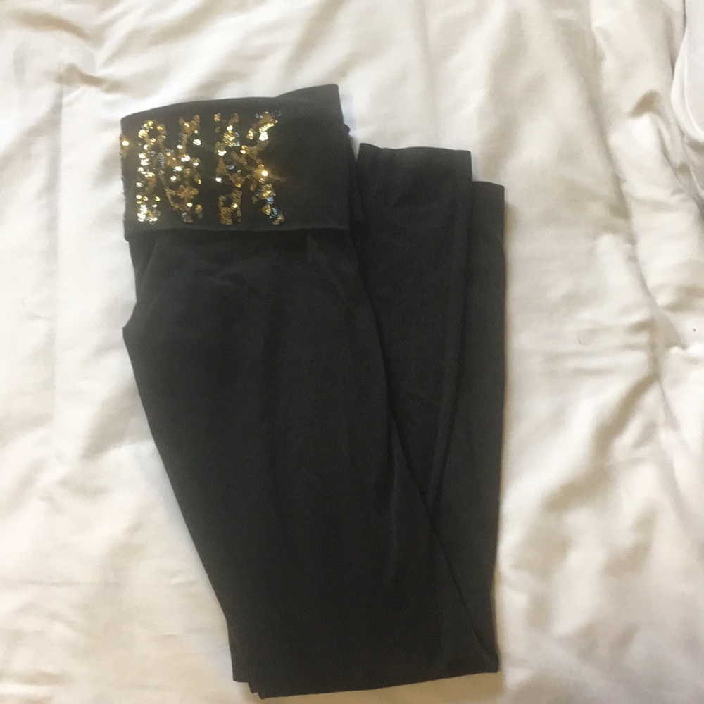 Pink black and sequin leggings
